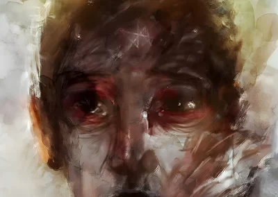 digital art, artistic, portrait of a boy, face, dreamy, emotion, eyes, brush stroke