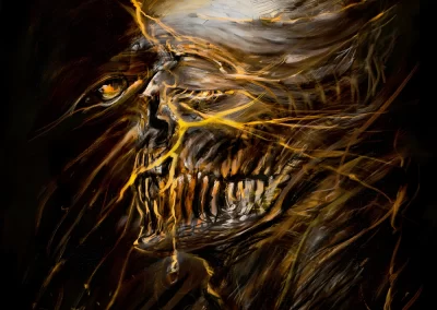digital art, dark art, golden tears, skull, zombie, man, bust, face, crying, emotion, eye