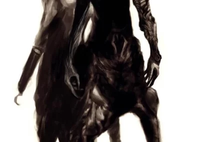 weird monster, character design, hands for feet, horror game,