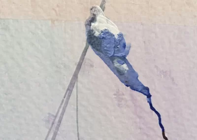 zoomed in to blue flag of a boat, digital watercolor art